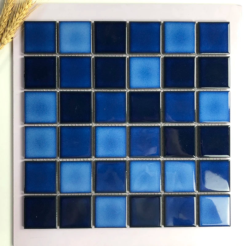 300x300 Blue Ceramic Glazed Mosaique Bathroom Wall Floor Square Mosaic Swimming Pool Mosaic Tile