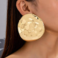 2025 New Arrival Hip Hop Jewelry Trend Pounding Pattern Irregular Circle Suitable for Women Punk Big Geometric Round Earrings