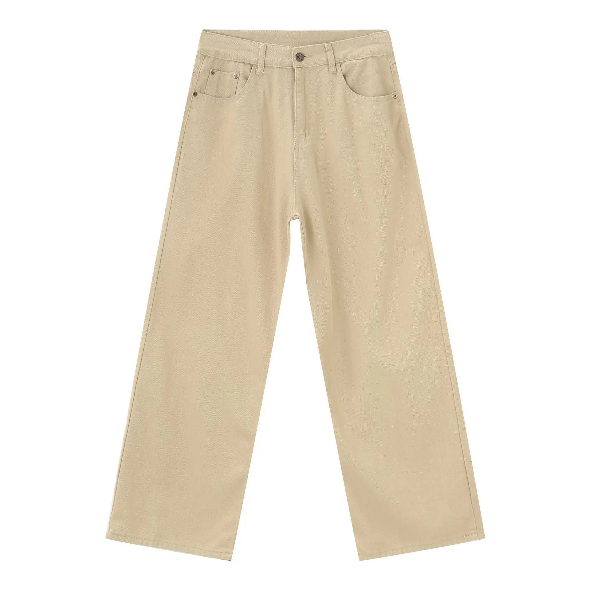2025 Wholesale Plain Washed Jeans Straight Cotton Denim Jean Khaki Jeans