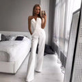 Summer Long Rompers Women Elegant Strapless Sleeveless Wide Leg Club Party Outfits Loose Work Wide Leg Party Jumpsuit