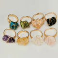 Irregular Natural Stone Ring Raw Crystal Rings Stones Adjustable Handmade Twining Charm Amethyst Obsidian Natural Stone Rings