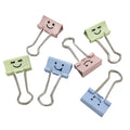 Candy Color 19mm Cute Kawaii Small Colorful Smile Face Design Clip Purse Dovetail Paper Clip Metal Binder School Office Supplies