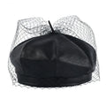 Women PU Leather French Black Beret Hat Causal Beanie Hat