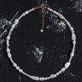 Handmade Stainless Steel Tarnish-Free Big Baroque Natural Bead Cross Chain Necklace for Women Engagement Parties Weddings Gifts