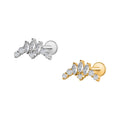 Titanium Internally Threaded Labret Lip Stud Tragus Piercing Jewelry With Marquise and Round Cz