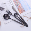 2021 Hot Sale Matte Black Metal Stainless Steel Flatware Cutlery Gift Set 5pcs Fork Tea Royal Sustainable Low MOQ Hotels