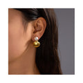 ERESI Wholesale New Arrival PVD 18K Gold Plated Stainless Steel Jewelry Pearl Scallop Stud Shell Texture Earring for Women