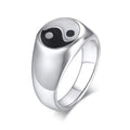 Ancient Culture Fengshui Ring Stainless Steel Taiji Valentine's Day Black Enamel Yin-Yang Rings for Men Women