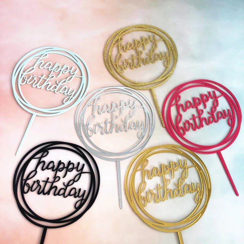 New Design Happy Birthday Acrylic Princess Crown Wedding Birth Day Christmas Party Butterfly Cake Decoration Cake Topper