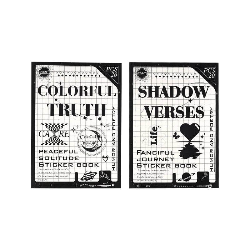 DIY Retro Black and White Memo Pad Stationery Sticker Book 20 Self-Adhesive Sheets