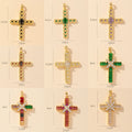 Luxury Copper Gold Plated Shiny Multicolor Cubic Zircon Accessories Unique Multi-Style Gold Cross Pendant for Jewelry Making