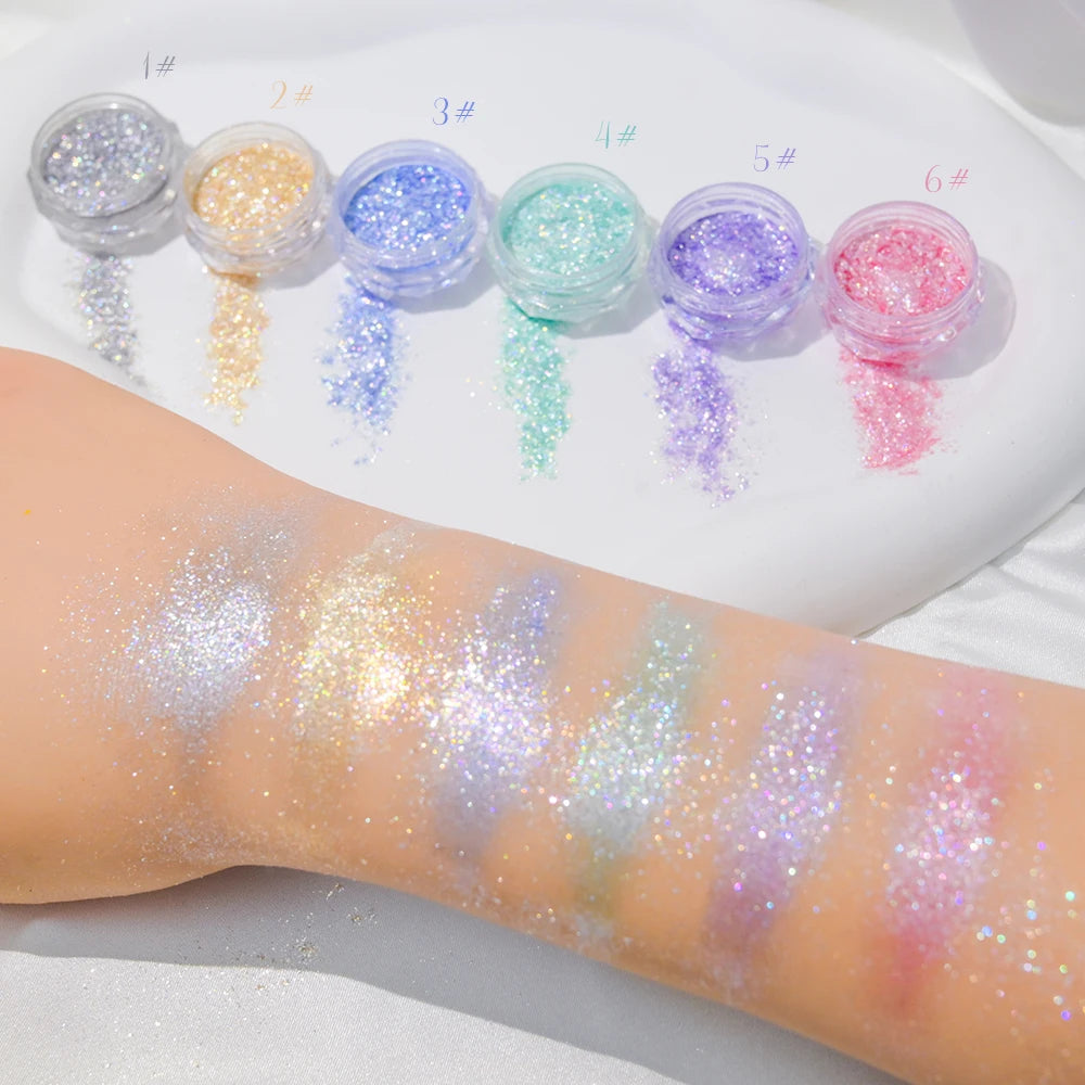 Holographic Opal Flake Glitter Nail Powder Eyeshadow Polarized Manicure Ultra-Thin Sequins Dust Velvet DIY Manicure Powder