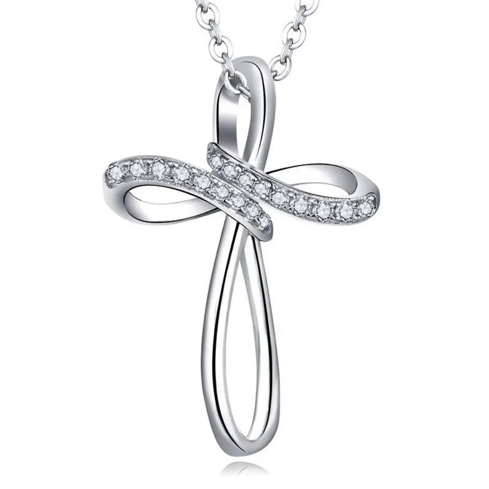 Simple Fashion Explosive Jewelry S925 Sterling Silver Collarbone Chain Cross Necklace Women Micro-Set Pendant Necklace