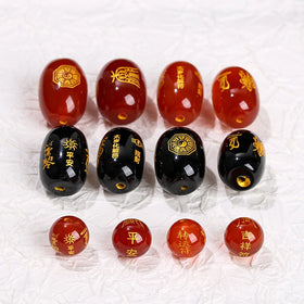 JD GEMS Feng Shui Gift Tibetan Buddha Beads Taisei Auspicious Symbol Carving Natural Third Party Certified Loose Spacer Beads