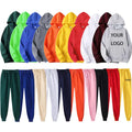 Customized 100% Cotton Mens Pullover Oversize Embossed Sweatpants and Hoodies Set Unisex Men Tracksuit Men'S Hoodies Set