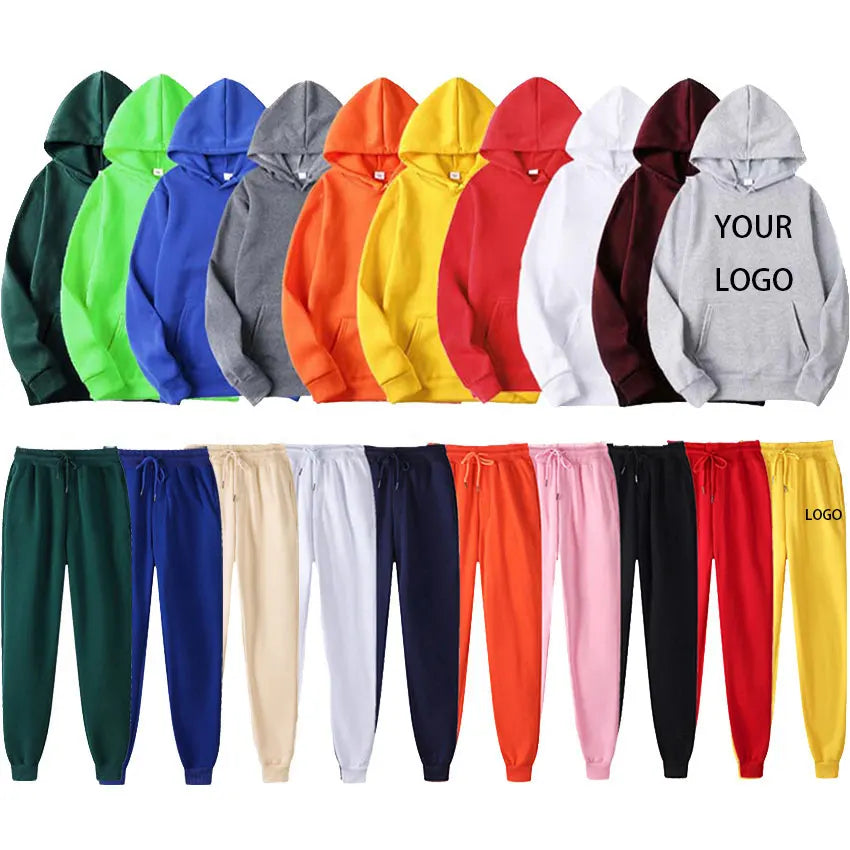 Customized 100% Cotton Mens Pullover Oversize Embossed Sweatpants and Hoodies Set Unisex Men Tracksuit Men'S Hoodies Set