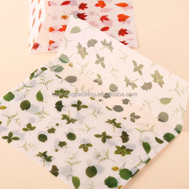 Custom Printed Semi-Transparent Lucky Money Frosted Envelopes Glassine Paper Gift Card Wedding Invitation Craft Stickers
