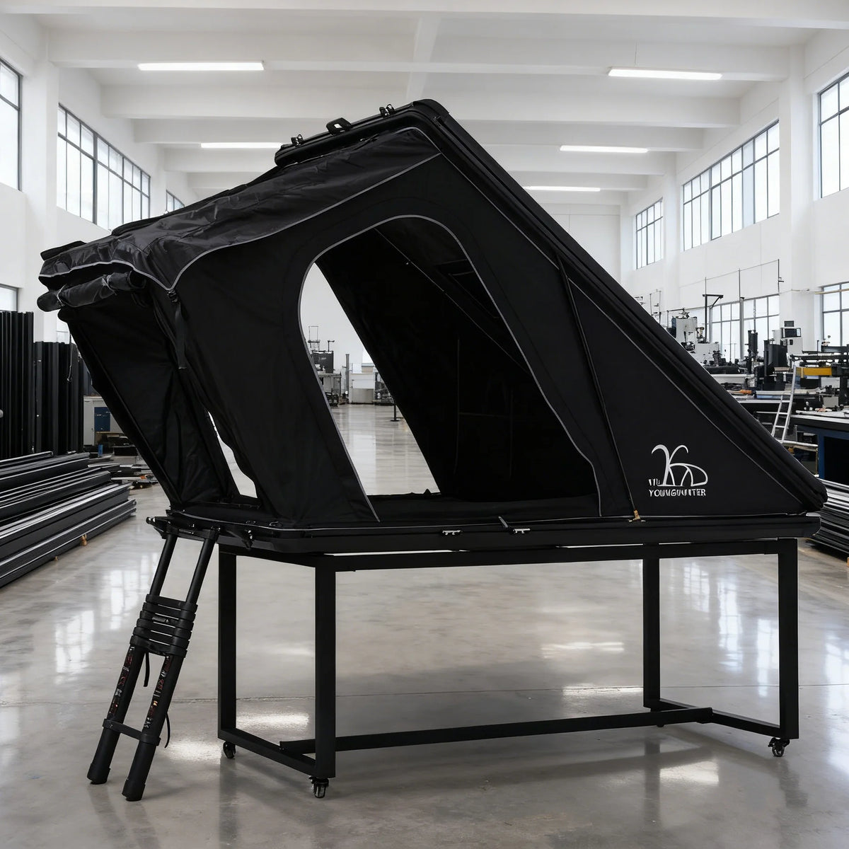 Pop up Rooftop Tents Hard Shell for Camping Waterproof SUV RTT Jeep Overland Tent Roof Rack Triangle Aluminium Black