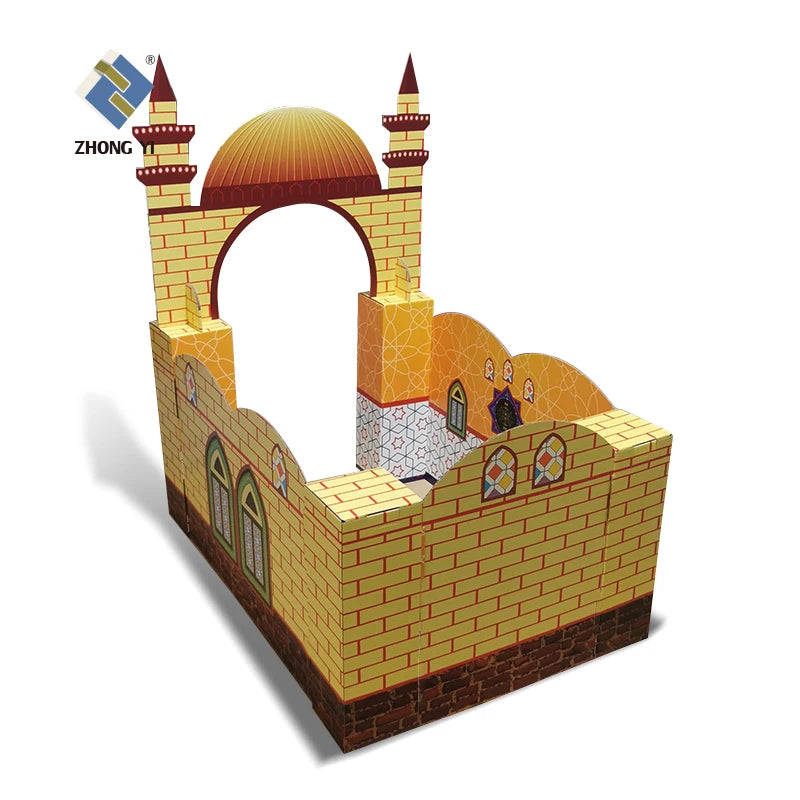 Hot Sale DIY Cardboard Masjid Playhouse Drawing and Coloring Play DIY Paper Mosque