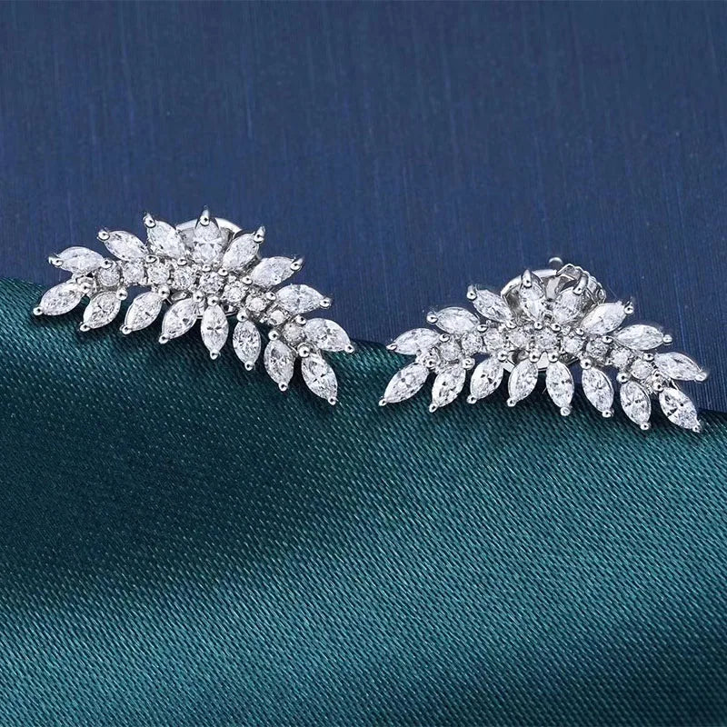CAOSHI Fashion Trend Brass Jewelry Earrings 3A Cubic Zirconia Leaf Shaped Stud Earrings for Women Earring