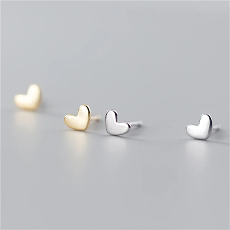Fashion Korea Style Lady Party Wedding Gold Sliver Plated Heart Stud Earrings for Women