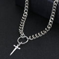 Fashion Choker Necklace 2026 Personalized Hip Hop Dagger Shaped Cross Pendant Necklaces for Men