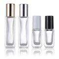 In Stock 3ml 8ml Thick Bottom square clear Glass Roll on Bottle With Steel Roller for Essential Oil Perfume