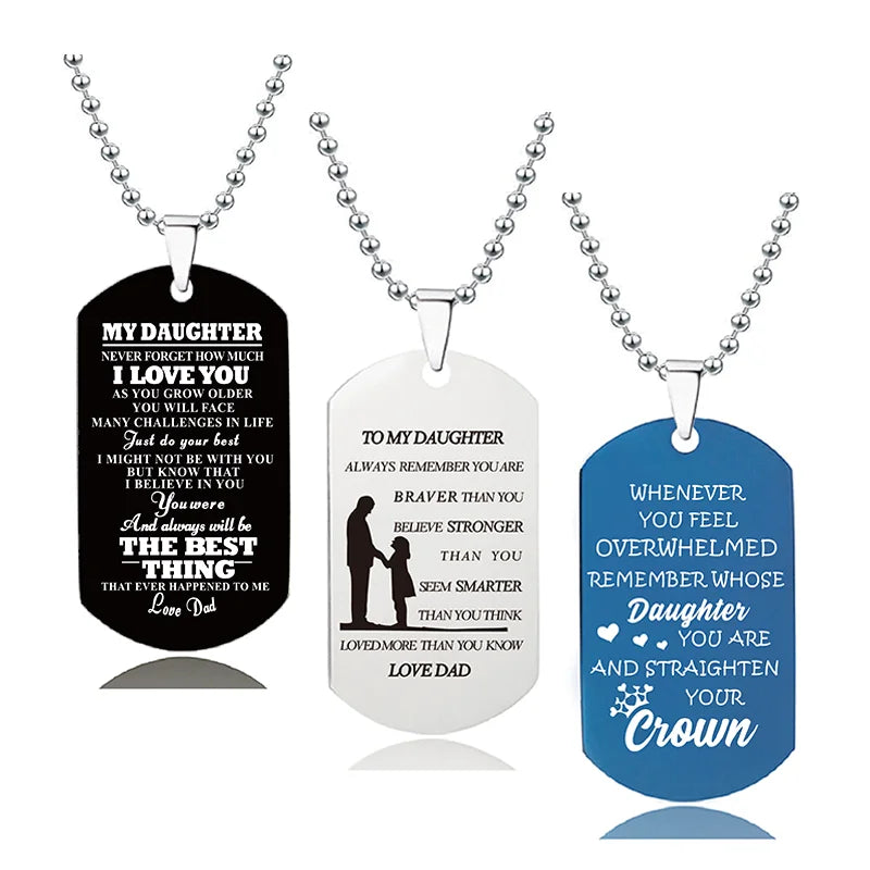 Ywganggu Commemorative Custom Pendant for Daughter Engraved Stainless Steel 5 Colors Necklace Wholesale Jewelry