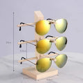 3-Pair Natural Pine Wood Optica Eyewear Glasses Display Holder Display Stand