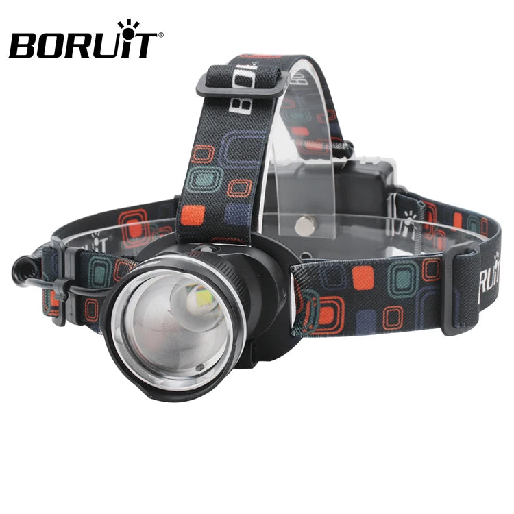 Boruit Factory Wholesale LED Headlamp with Aluminum Alloy + ABS Body Zoomable IPX4 Waterproof Portable Light for Night Walking