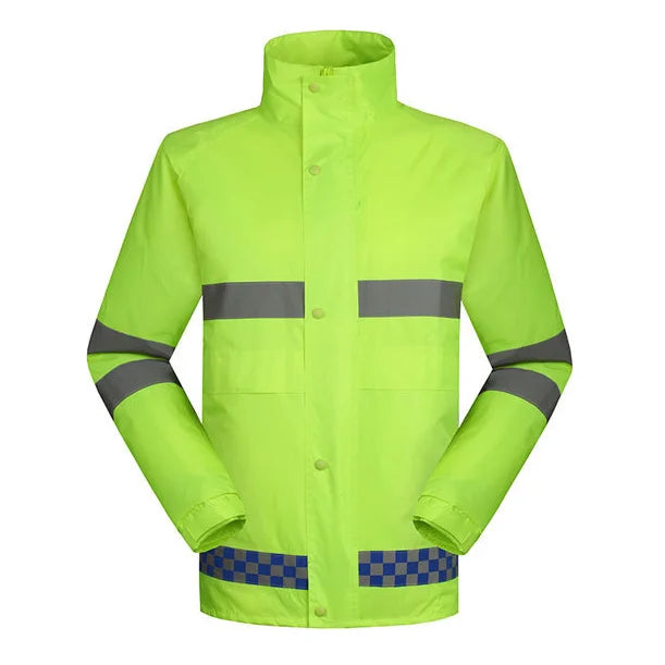 Adult Fluorescent Green Raincoat Suit Fast Delivery Waterproof Polyester Rainwear for Camping and Tours Split Safety Design
