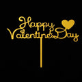 Festival Celebration Cake Decor Gold Mirror Acrylic Topper Happy Valentine's Day Acrylic Cake Topper
