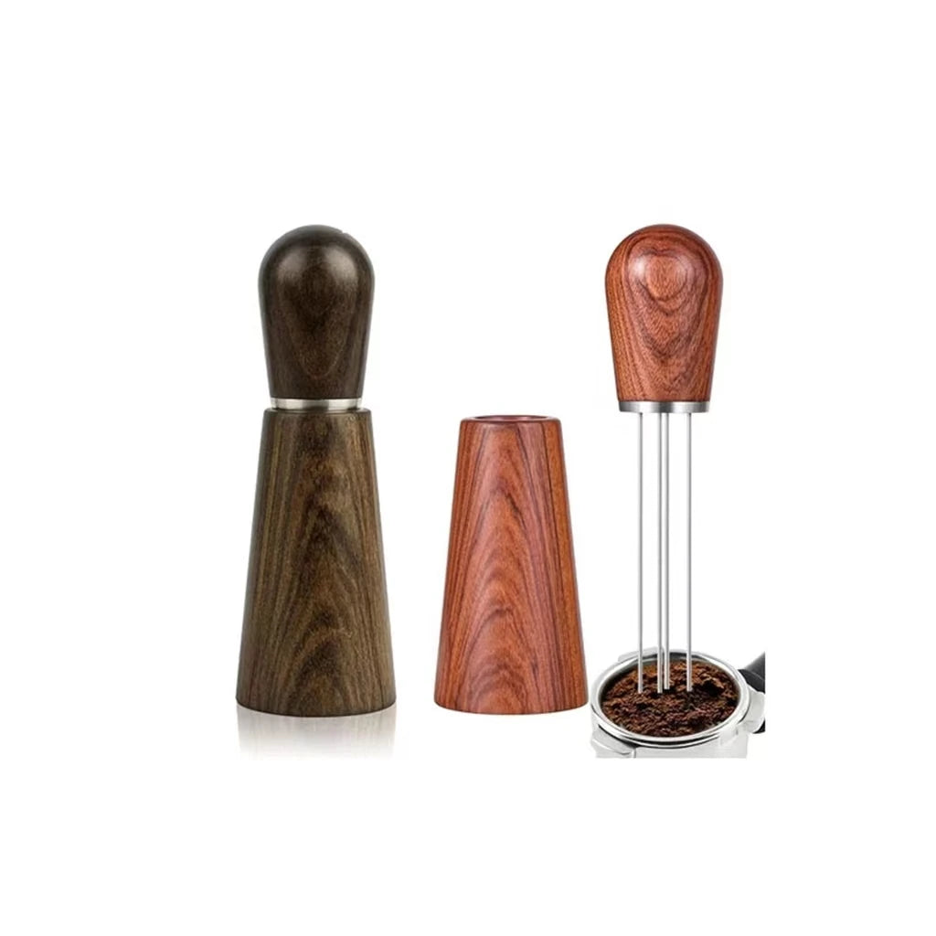 Hot Sale Eco-Friendly Stainless Steel & Wood Barista Tools Needle Distributor with Tamper and Stand for Coffee Enthusiasts
