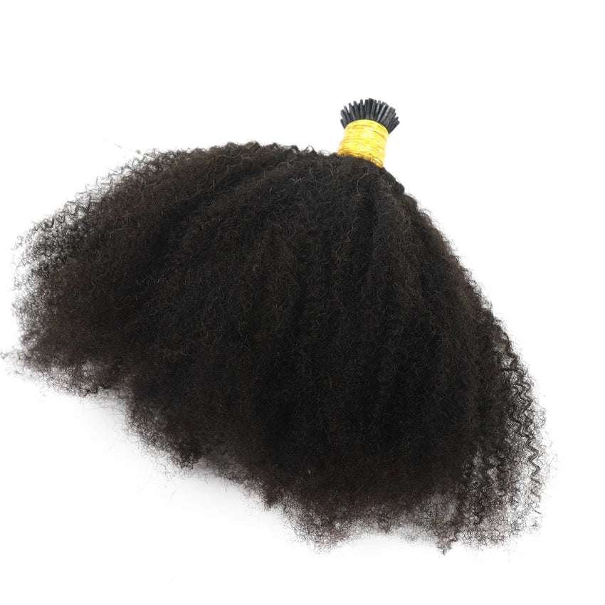 Micro Links Extension Vendor Wholesale Virgin Human Hair 4a 4b 4c Afro Kinky Curly I Tip Hair Extensions