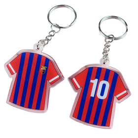 Cheap Acrylic Shirt Shaped Letterpress Printed Custom Logo Soccer Jersey Keyrings for Promotional Use