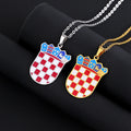 Enameled Croatia Map Chain Necklaces Stainless Steel Silver 18K Gold Plated Enamel Croatia National Flag Map Pendant Necklace