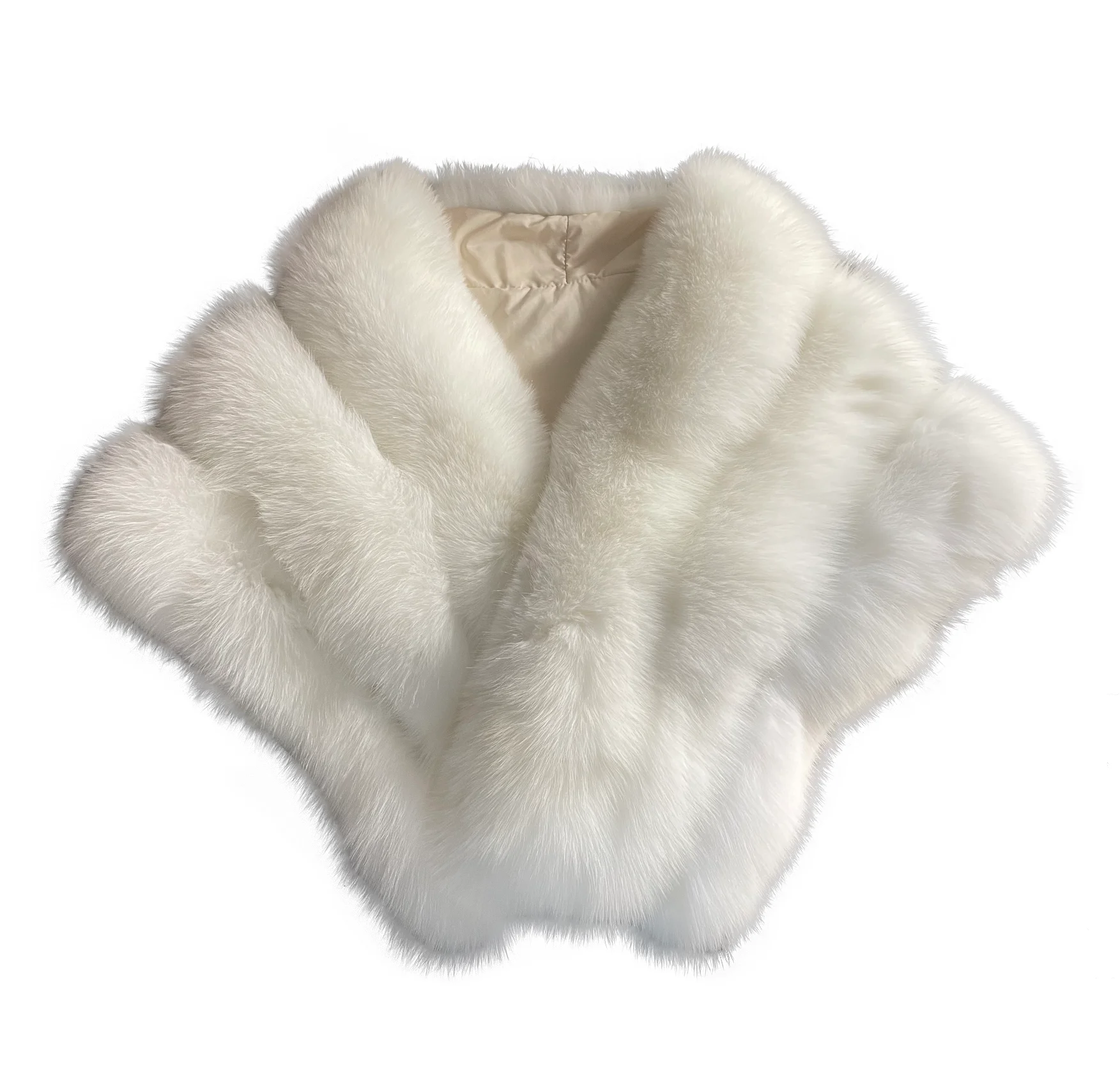 QIUCHEN QC21145 High Quality Women's Short Real Fox Fur Cape Wedding Shawl