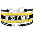 Factory Custom Made Infinity Love Blues Hockey Player Mom Jewelry Leather Braid Wrap Bracelets for Women MegaBDM