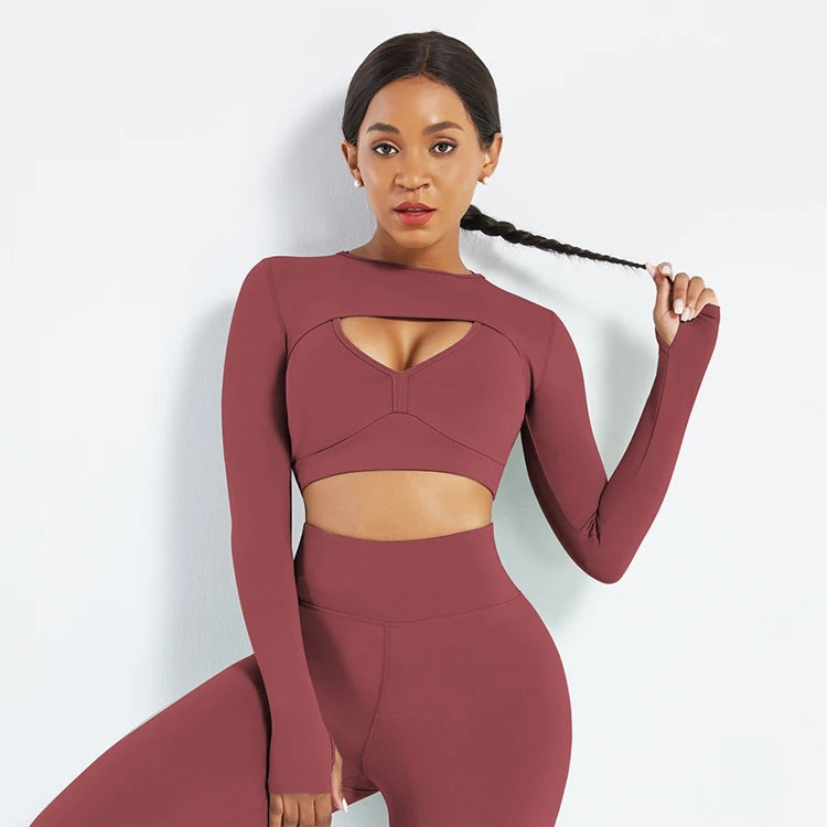 HOT SALE Recycled Yoga Set Ropa Deportiva Fitness Yoga Sets Activewear Active Wear Set Long Sleeve Fitness Women Sportswear OEM