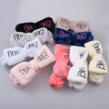 Wholesale Cute Face Washing Plush Hairband with OMG Letters Coral Fleece Bow Headband for Girls