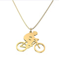 Bicycle Necklace Stainless Steel Chain Chocker Jewelry Oro Laminado Joyeria Cycling Charm Necklace Joyeria Collar De Bicicleta