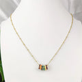 Latest New Design Korean Style Colorful Circle Charms Necklace Oil Drip Round Pendant Gold Beaded Chains Necklace for Women
