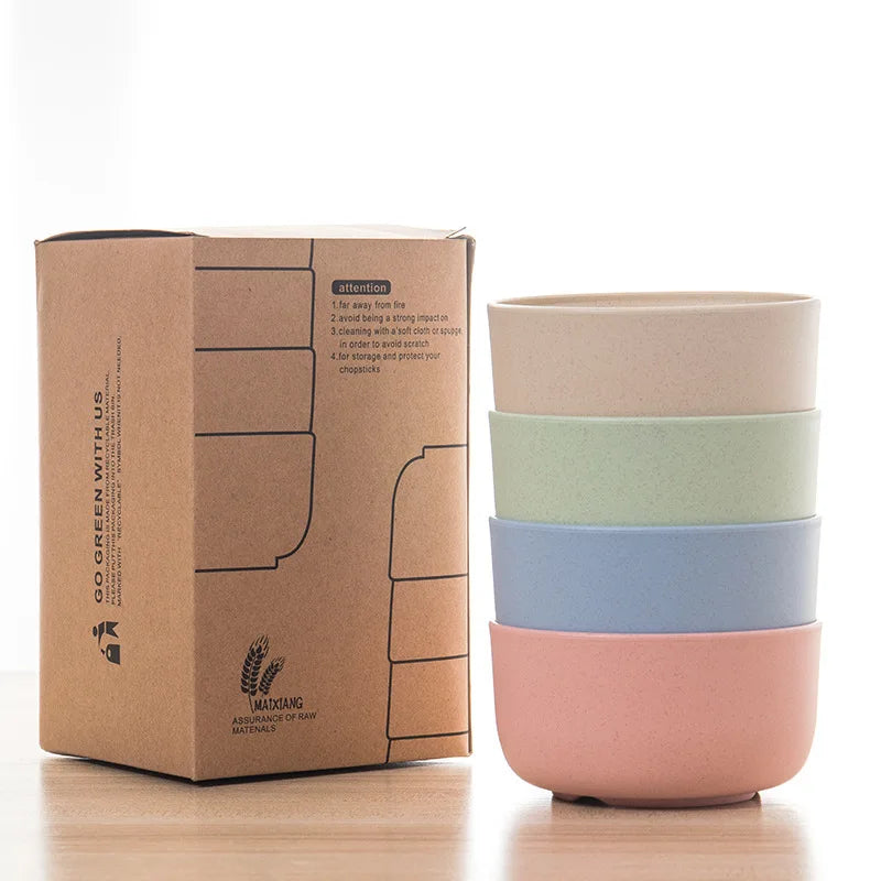 11.5cm Cereal Microwave Safe Dessert Salad Rice Bowls Set Biodegradable BPA Free Plastic Wheat Straw Bowl