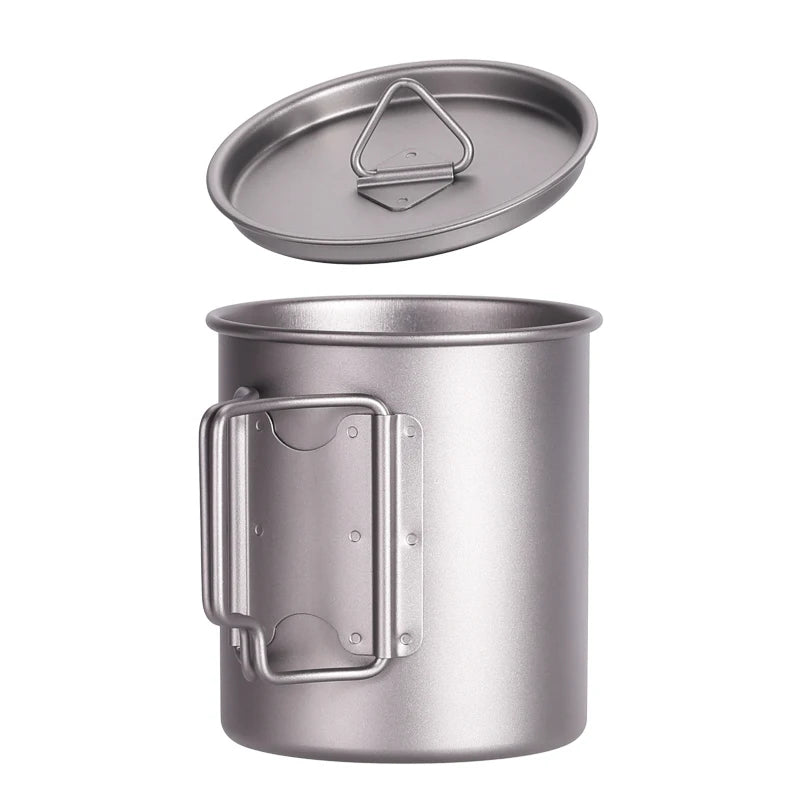 Camping Mug Titanium Cup 300ml Two Kinds of Handles Drinkware Printed Tea Cups for Outdoor Hiking Travel Accessories