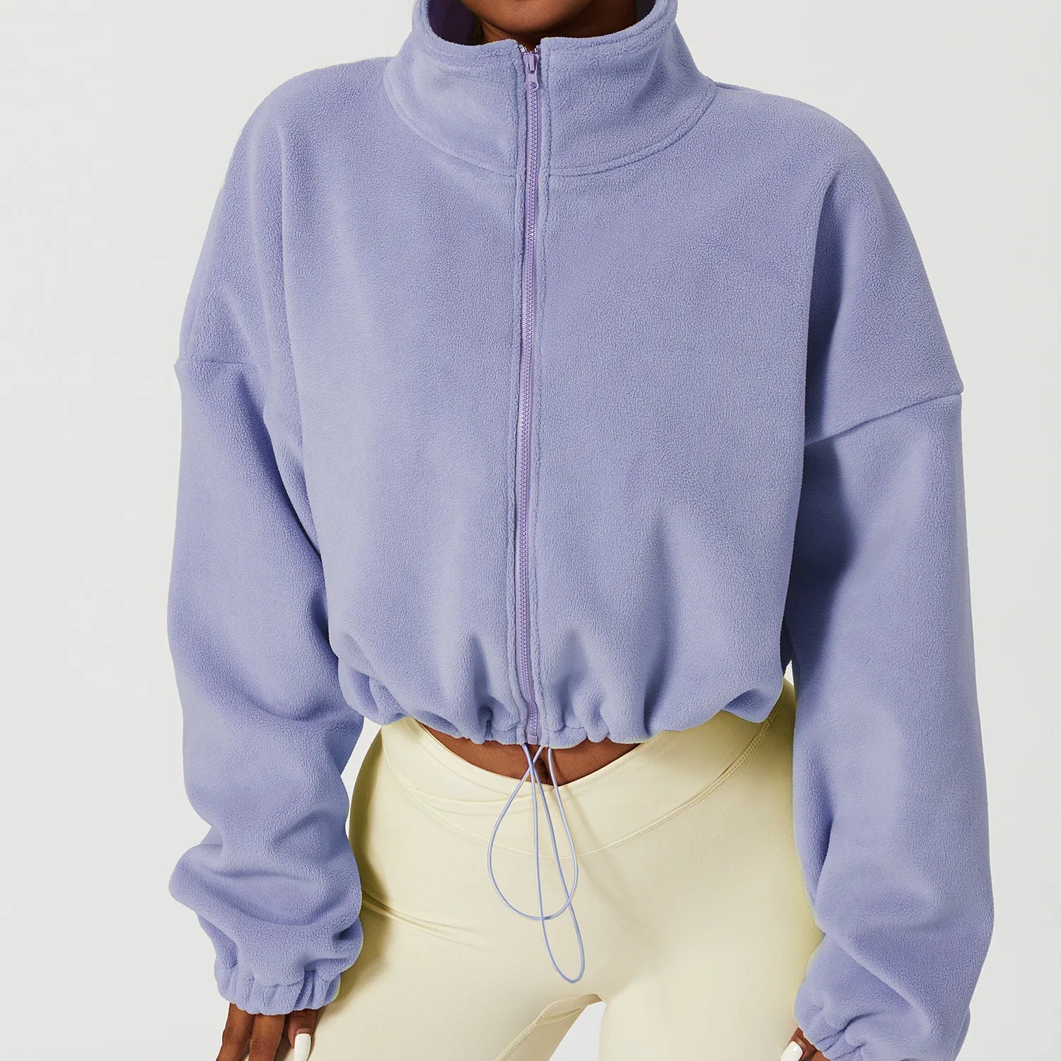Women's Winter Outdoor Warm Recreation Coat With Adjustable Drawstring Lightweight Full Zip Soft Berber Fleece Active Jacket