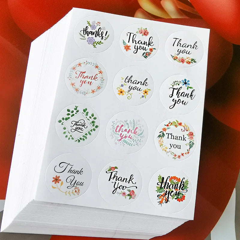Round Sealing Stickers for Plant and Animal Letters UV Printed 'Thank You' Message