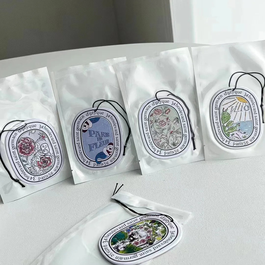 Custom Long-Lasting Hanging Paper Perfume Sachet French Country Design Plants/Flowers Theme Oval Shape Wardrobe Car Air