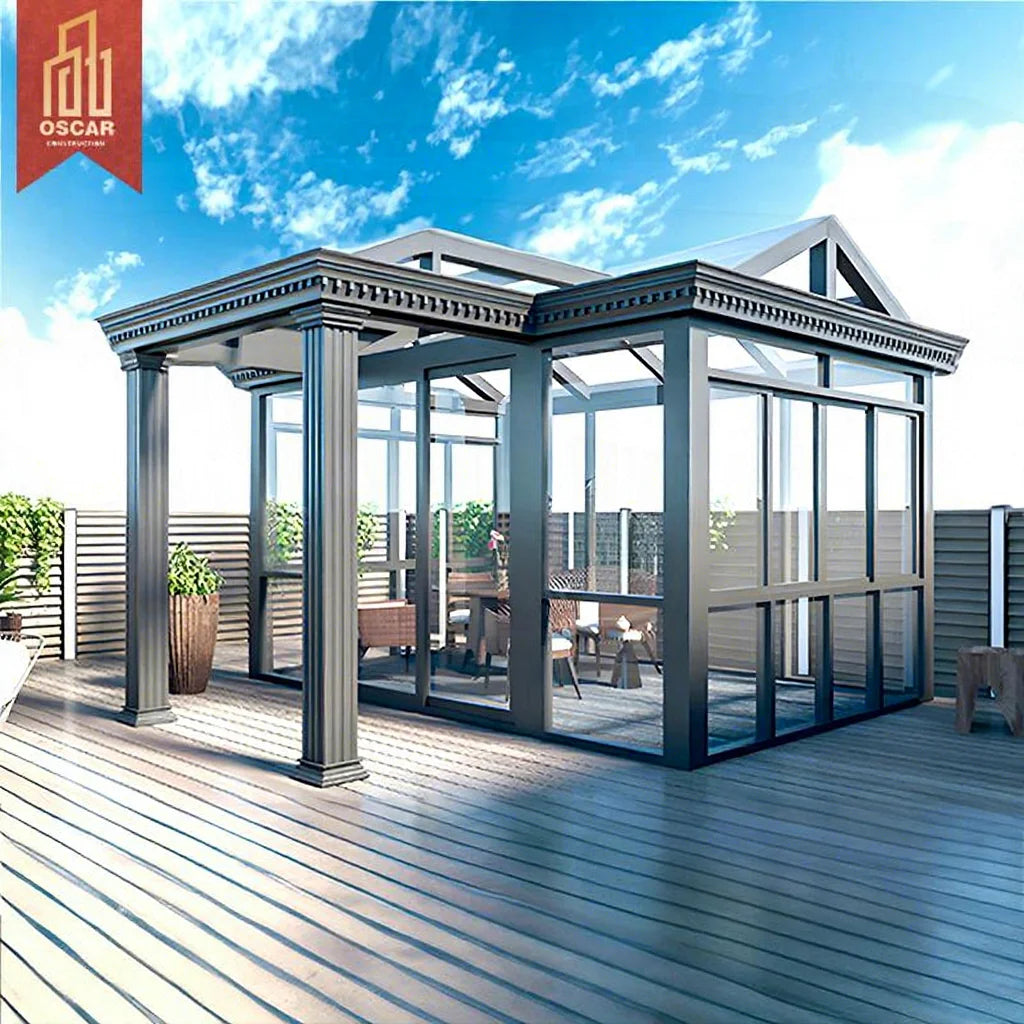 Automatic Retractable Clear Pool Cover Glass Sunroom Outdoor Indoor Resort Backyard Patio Swimming Enclosure Alternative Sunroom