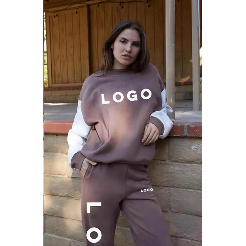 F230012 Custom Hoodies Winter Cotton Fleece Women's Hoodies Sweatshirts Sports Casual Wear Jogger Set Unisex Hoodies Set Women