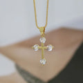 NZ1491 Dainty Little Small 18k Glod Plated Brass CZ Mirco Pave Crucifix Cross Christian Pendant Chain Necklaces Religion for La